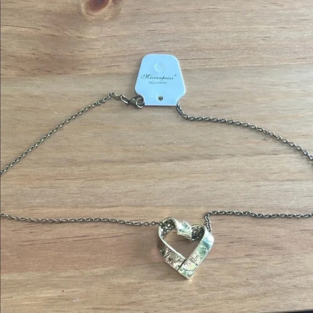 Gold Heart tape measure Pendant Necklace
